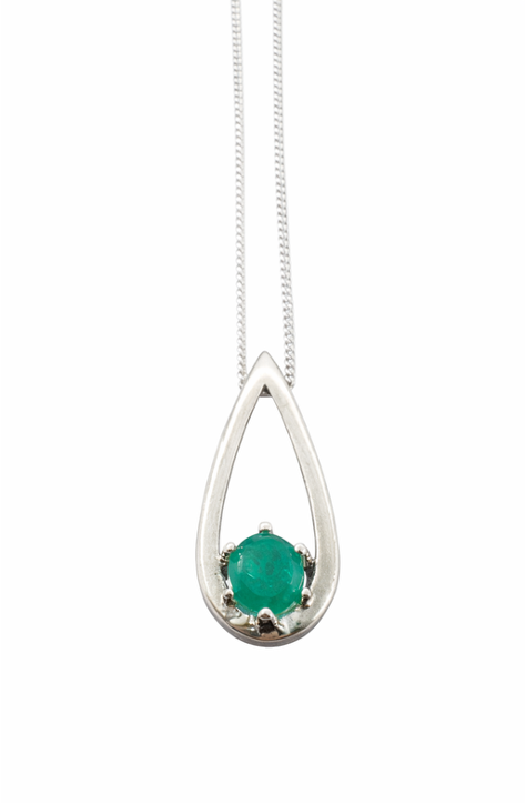 0,37 ct Natural Emerald Teardrop Pendant