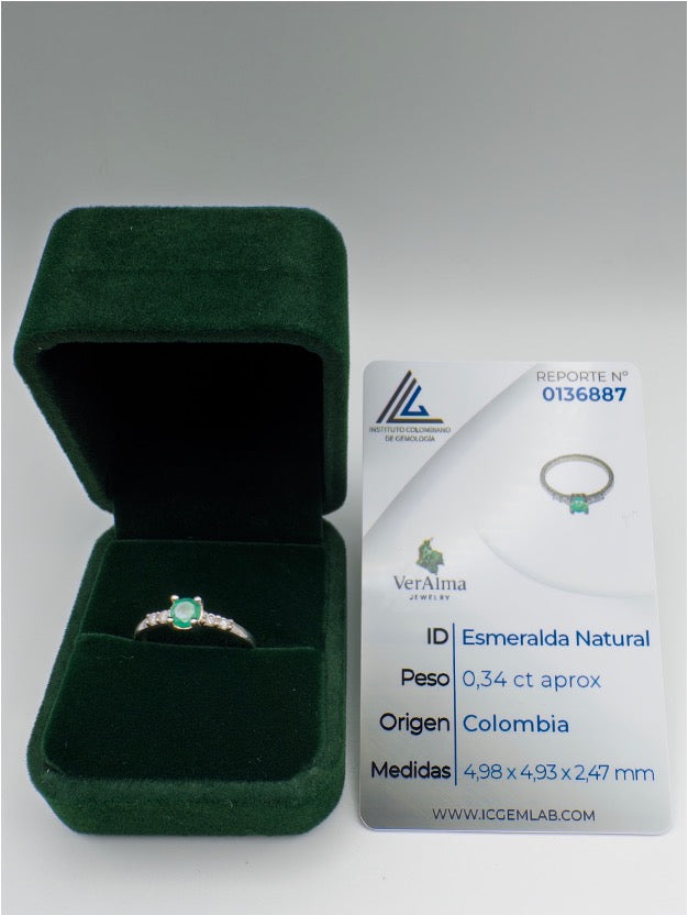 0,34 ct Natural Muzo Emerald Ring