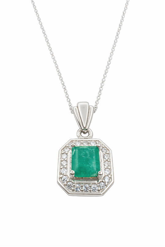 1,33 ct Colombian Emerald Halo Pendant